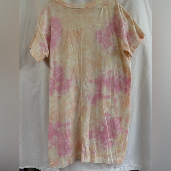 Loose vintage Tie-Dye T-Shirt Shift Dress Pink and Orange boho style - Picture 2 of 3